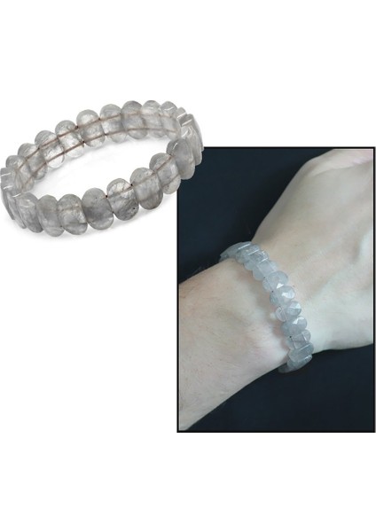 Gri Kristal Kuvars Doğaltaş Rolex Erkek Bileklik