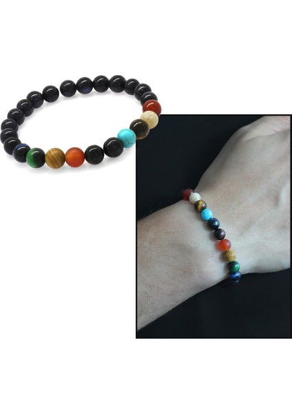 Küre Kesim Çoklu Doğaltaş Yıldız-Gezegen Kombinli Erkek Şans Bilekliği fiyatları