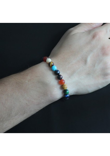 Küre Kesim Çoklu Doğaltaş Yıldız-Gezegen Kombinli Erkek Şans Bilekliği modelleri