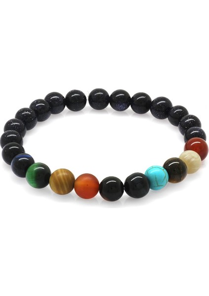 Küre Kesim Çoklu Doğaltaş Yıldız-Gezegen Kombinli Erkek Şans Bilekliği fırsatları