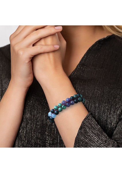 Çift Sıra Makrome Örgülü Küre Kesim Çoklu Doğaltaş Kombinli Kadın Şifa Bilekliği modelleri