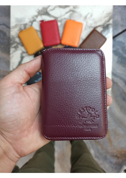 Deri Fermuarlı Unisex Cüzdan Kartlık