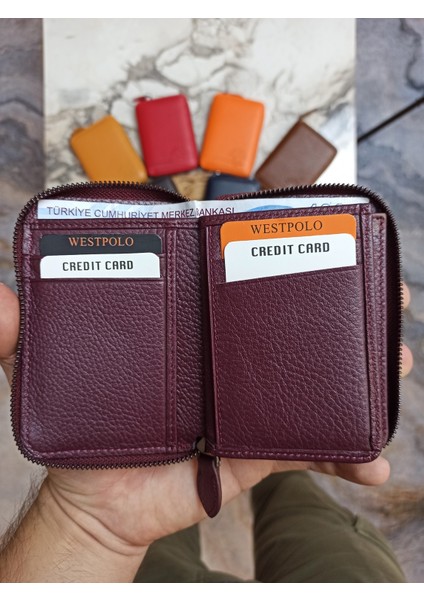 Deri Fermuarlı Unisex Cüzdan Kartlık fırsatları