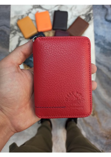 Deri Fermuarlı Unisex Cüzdan Kartlık