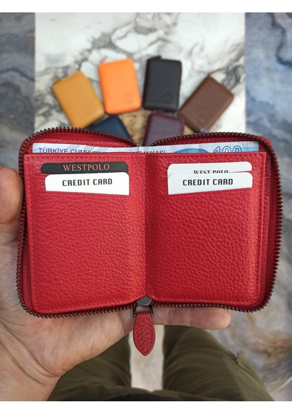 Deri Fermuarlı Unisex Cüzdan Kartlık fiyatları
