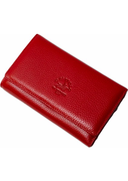 Deri Kırmızı Bol Bölmeli Cüzdan