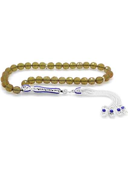 Alpaka Püsküllü Mavi Mineli Küre Kesim Sultanit Tesbih