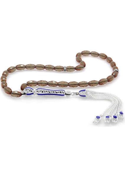 Alpaka Püsküllü Mavi Mineli Arpa Kesim Sultanit Tesbih fiyatları