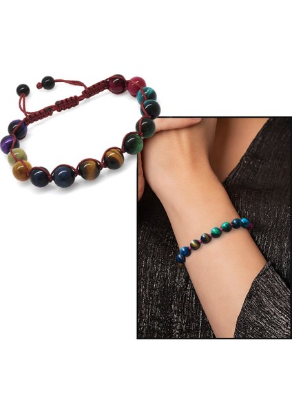 Kırmızı Makrome Örgülü Küre Kesim Çoklu Kaplangözü Doğaltaş Kombinli Kadın Enerji Bilekliği fiyatları