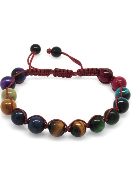 Kırmızı Makrome Örgülü Küre Kesim Çoklu Kaplangözü Doğaltaş Kombinli Kadın Enerji Bilekliği fırsatları