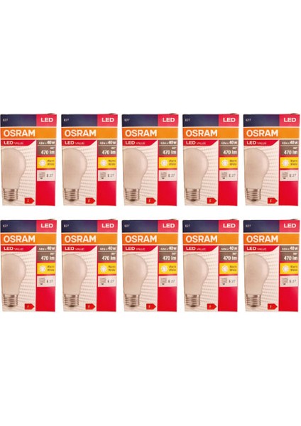 Led Value 4,9W Sarı Işık E-27 470lm Ampul 10 lu Paket