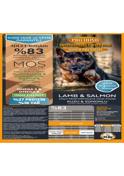 Kuzu Etli ve Somonlu Süper Premium Yetişkin Köpek Maması (15KG) fiyatları