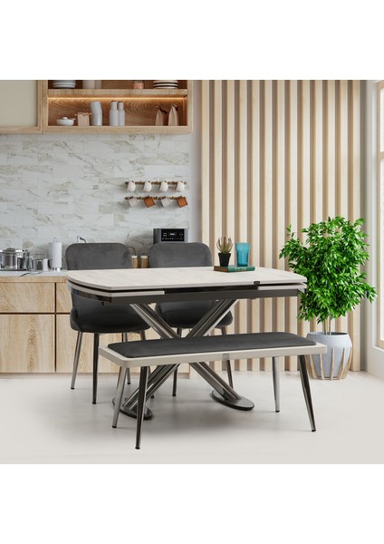 Perla 2 Sandalyeli Benchli Mutfak Masa Takımı