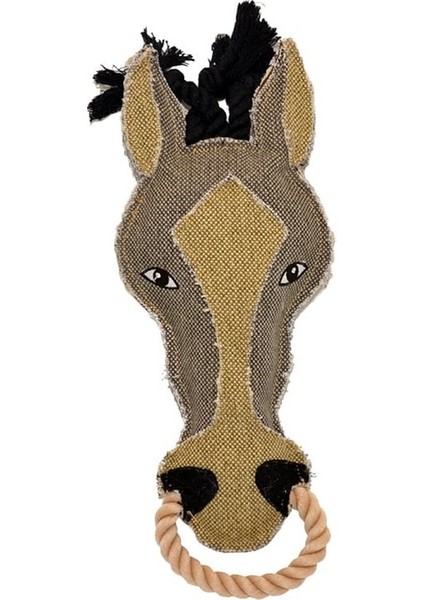 Diş İpli Kanvas At Başı Köpek Oyuncağı 31x12 cm