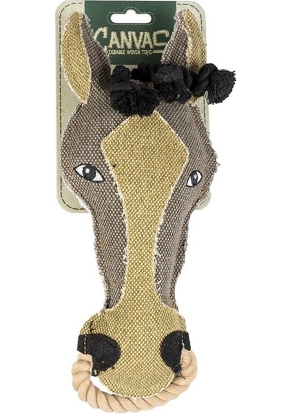 Diş İpli Kanvas At Başı Köpek Oyuncağı 31x12 cm