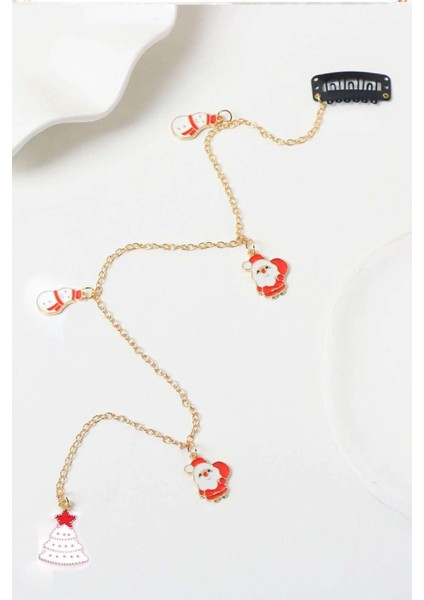Yılbaşı Figür Sallantılı Saç Zinciri Saç Aksesuarı
