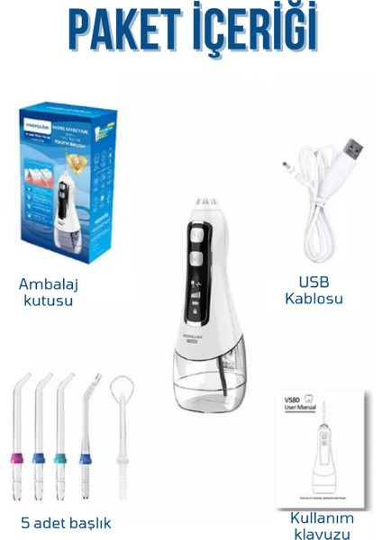 Kablosuz Pro V580 Water Flosser 320 ml Taşınabilir Diş - Protez Bakım ve Ağız Duşu