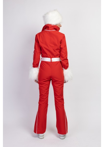 Sd Beyaz Kalpak Detaylı Kırmızı Kayak Tulumu modelleri