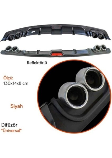 Fiat / Tofaş Murat 124 Universal Siyah Difüzör Ve 2 Parça Lip Siyah Ön Tampon Eki Set