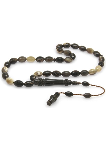 Sistemli Arpa Kesim Koyu Renk Bufalo Boynuzu Tesbih