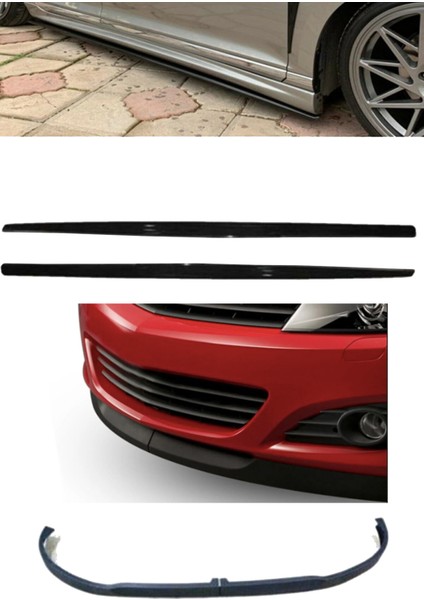 Fiat / Tofaş Tempra Düz Yan Marşpiyel Eki Ve 2 Parça Lip Siyah Ön Tampon Eki Set