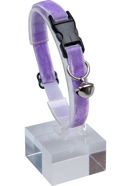 Kadife Zilli Kedi Tasması 22-30 cm Lila