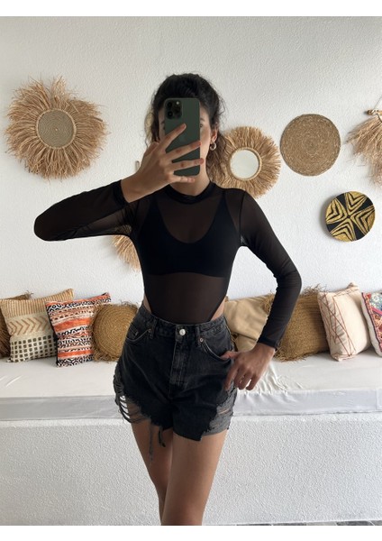 Tam Senin Tarzın Hunter Crop Transparan Bodysuit