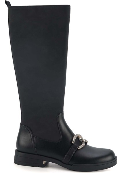 Kellın 2pr Siyah Kadın Düz Çizme