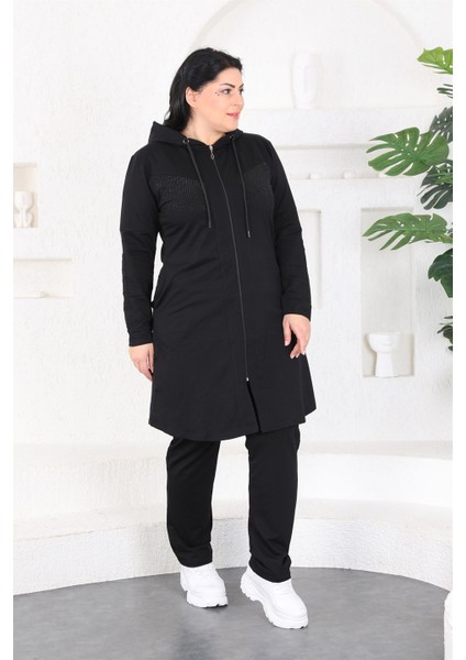 Kadın Büyük Beden Siyah Tesettür Eşofman Takımı fırsatları
