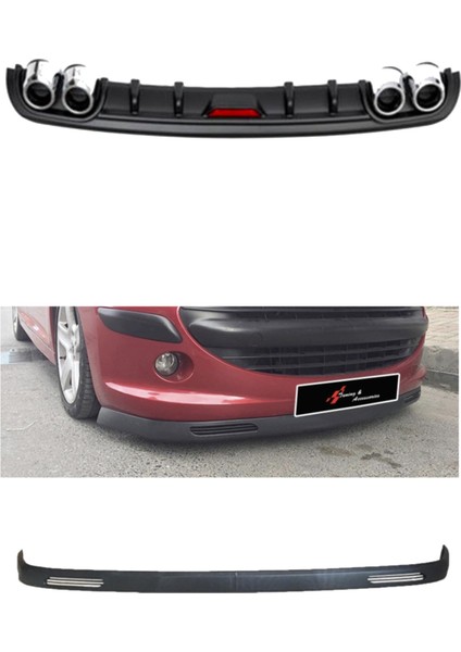 Fiat / Tofaş Tipo Universal Siyah Difüzör Ve 2 Parça Hava Kanallı Lip Ön Tampon Eki Set