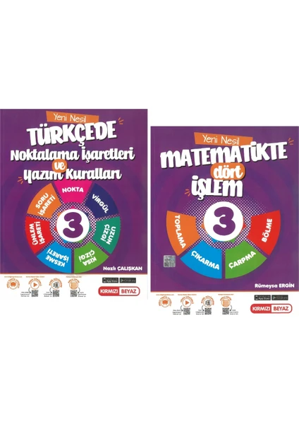 Kırmızı Beyaz Yayınlar 3.Sınıf Yeni Nesil Dört Işlem - Yazım Noktalama Türkçe Matematik Seti 2 Kitap