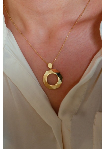 Adil Idil Kuyumculuk 14 Ayar Geometrik Desen Plaka Halka Küpe