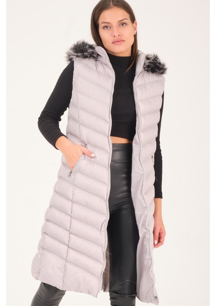 Z6684 Dewberry Bayan Yelek-Düz Gri indirimleri