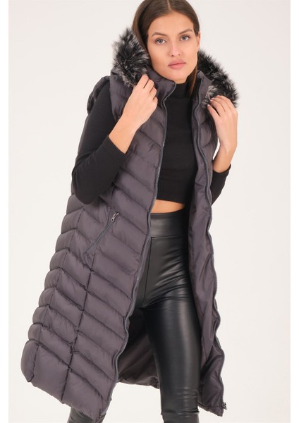 Z6684 Dewberry Bayan Yelek-Açık Antrasit