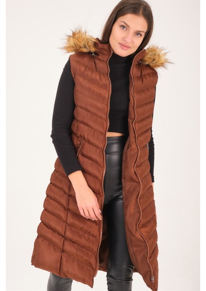 Z6684 Dewberry Bayan Yelek-Açık Kahve