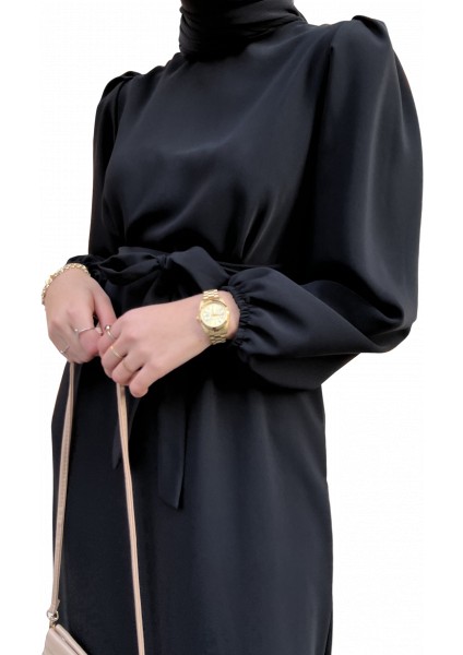 Krep Elbise Siyah modelleri