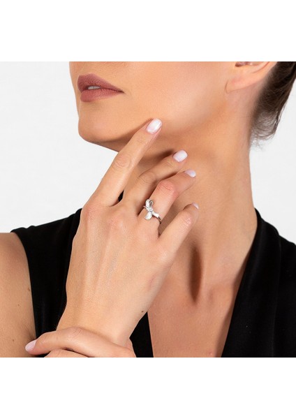 Sedef Taşlı Kurdela Tasarım 925 Ayar Gümüş Kadın Yüzük fırsatları