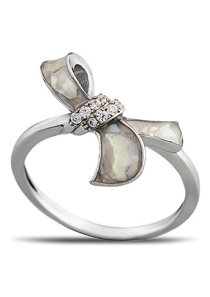 Sedef Taşlı Kurdela Tasarım 925 Ayar Gümüş Kadın Yüzük indirimleri