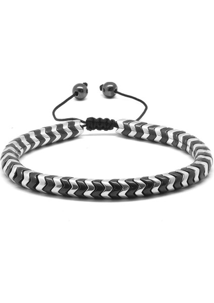 Yılan Black-Silver Hematit Doğal Taş Bileklik modelleri