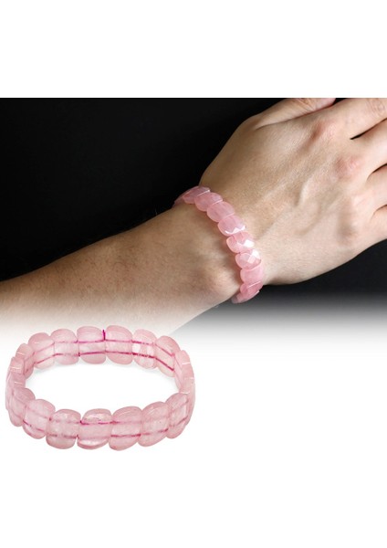 Pembe Kuvars Doğal Taş Rolex Erkek Bileklik