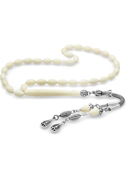 Kararmaz Metal Su Damlası Püsküllü Arpa Kesim Bilek Boy Deve Kemiği Tesbih