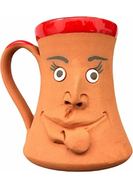 Kabartma Emojili El Yapımı Seramik Kupa Bardak