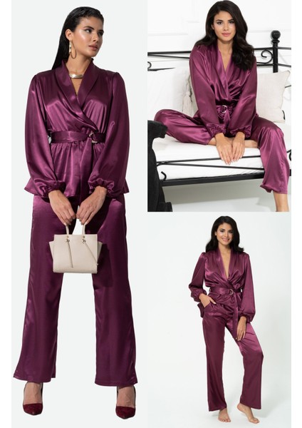 for you in&out 2'li Hem İçeride Hem Dışarıda Mor Pijama Takım S27392