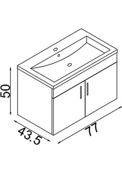 Teta Home Yalova 80 cm Mdf Banyo Lavabolu Alt Dolap