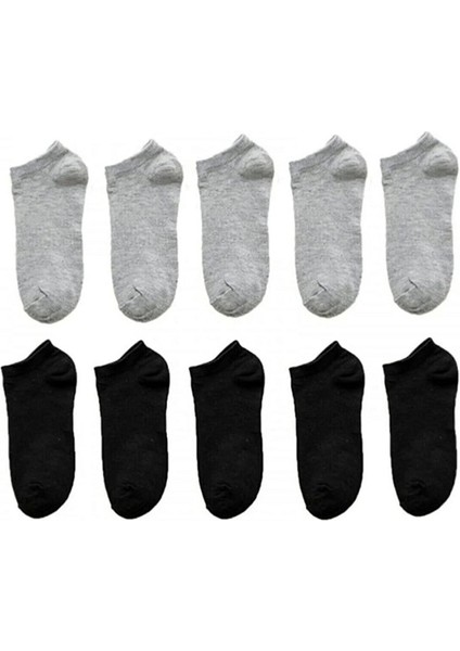 8'li Unisex Siyah ve Gri Sneaker Çorap