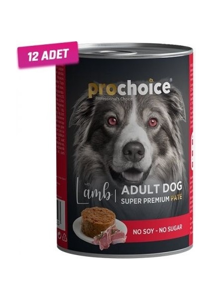 12 Adet - Pro Choice Adult Kuzulu Yetişkin Köpek Konservesi 400 gr
