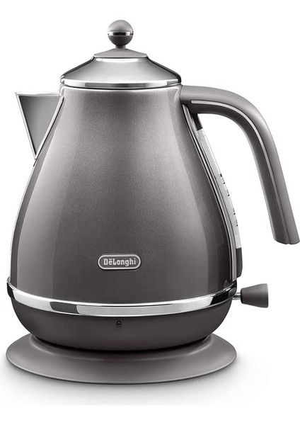 De'longhi Icona Vintage KBOT2001.GY Su Isıtıcısı - 1,7 L, Su Seviyesi Göstergeli ve 360° Tabanlı - Paslanmaz Çelik, Krom Detaylı Zarif Retro Görünüm - 2000 W - Gri