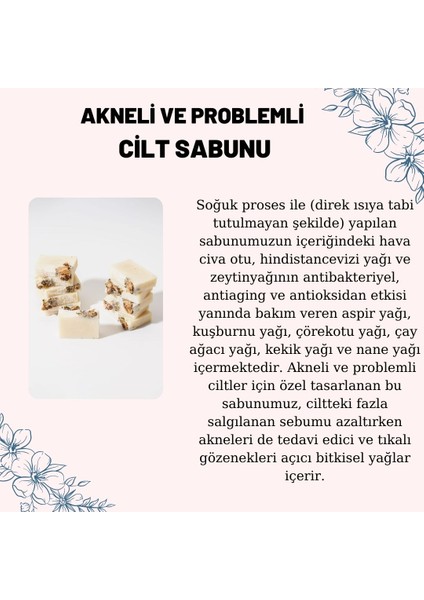 Akneli(sivilceli) Yağlı Cilt Sabunu %100 Doğal, Vegan Ve El Yapımı, 1 Adet Ve Ağırlığı 100±5 Gr.
