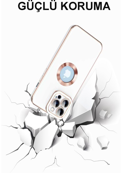 Caseworld Apple iPhone 14 Pro Kapak Mercek Korumalı Logo Gösteren Tasarım Silikon Kılıf - Kırmızı modelleri