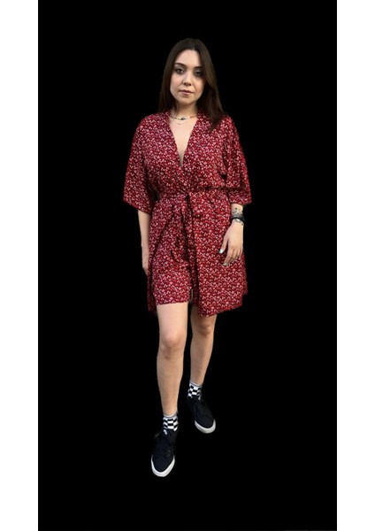 Çiçekli Bayan Şortlu Kimono